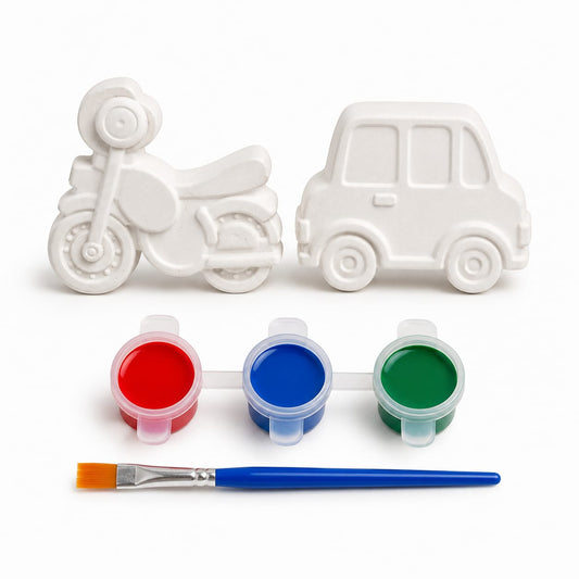 DIY Vehicle Painting Kit for Kids – Car & Bike Plaster Painting Set with Paints & Brush