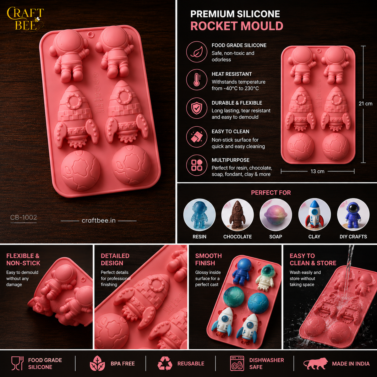 Craft Bee Premium Silicone Rocket & Astronaut Resin Mould| CB-1002